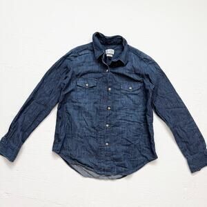 Universal Thread Denim Labette Shirt Blue Button Up Long Sleeve, Size Small